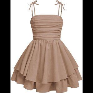 NWOT Girl's Flowy Sleeveless Summer Dress, Khaki SZ 10